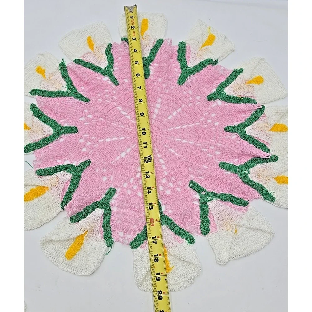 2 Handmade Crochet‎ Flower Cottagecore Starburst Vintage 1950s Doilies